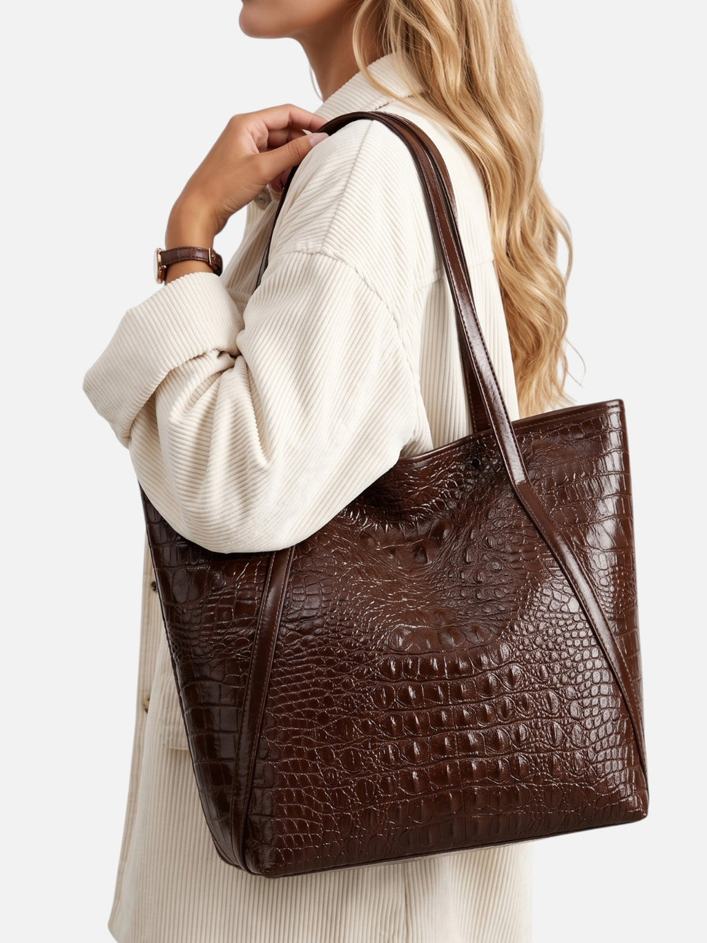 Women's Croc-Effect Tote Bag, Shoulder Bag