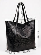 Women's Croc-Effect Tote Bag, Shoulder Bag