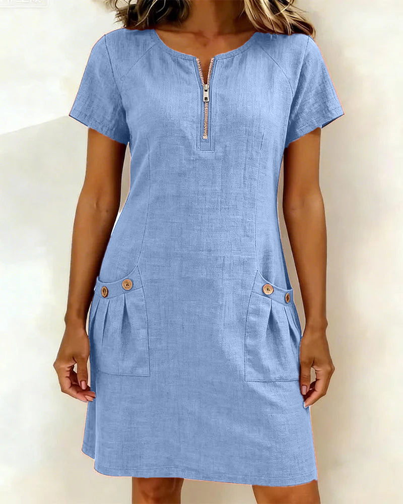 Lightweight Linen A Line Dress for Women | Vacation Dress