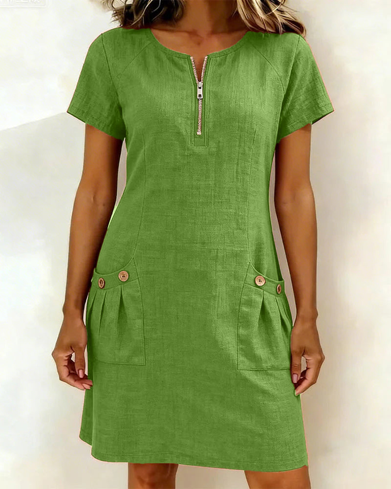 Lightweight Linen A Line Dress for Women | Vacation Dress