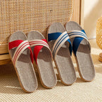 Bequeme Sandalen für Damen mit roten Kreuzriemen | Lässige Sandalen