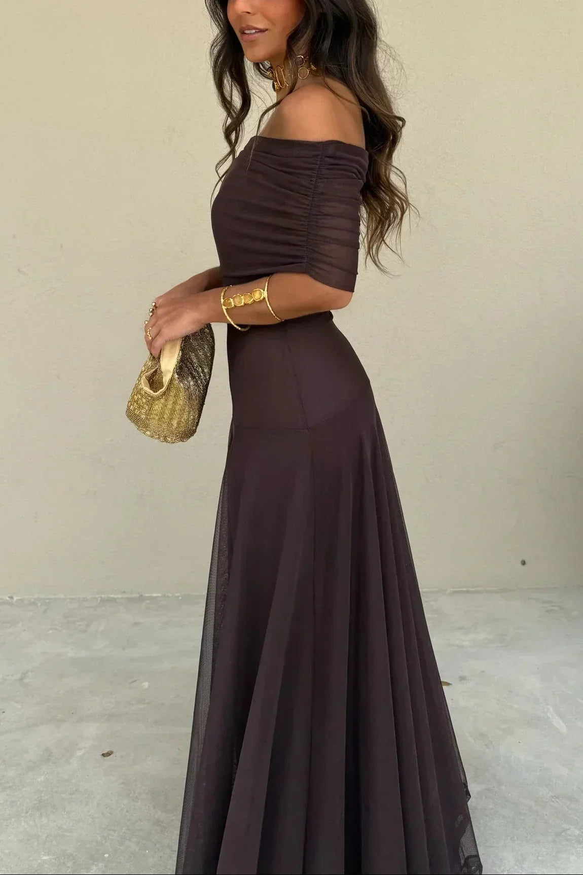 Elegant Pleated One-Shoulder Maxi Dress