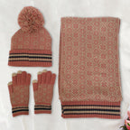 Conjunto de invierno de punto de 3 piezas para mujer