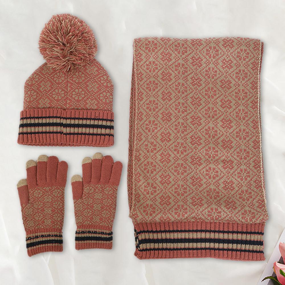 3-teiliges, warmes Winterset aus Strick für Damen