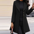 Fitted Women's Winter Coat in Premium Italian Wool with Side Pockets | Perfect for Cold Winter Months - Black