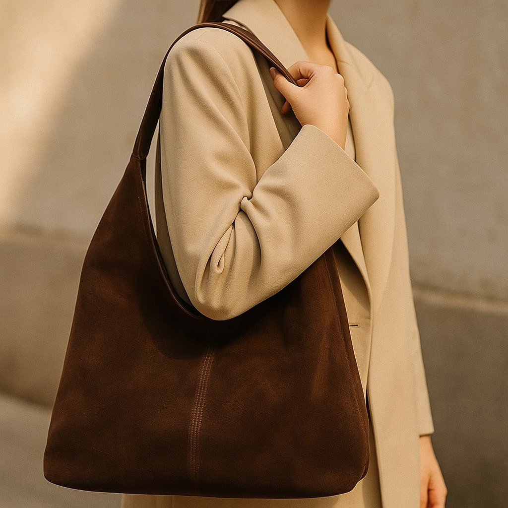 Damen-Schultertasche aus Wildleder im Vintage-Stil