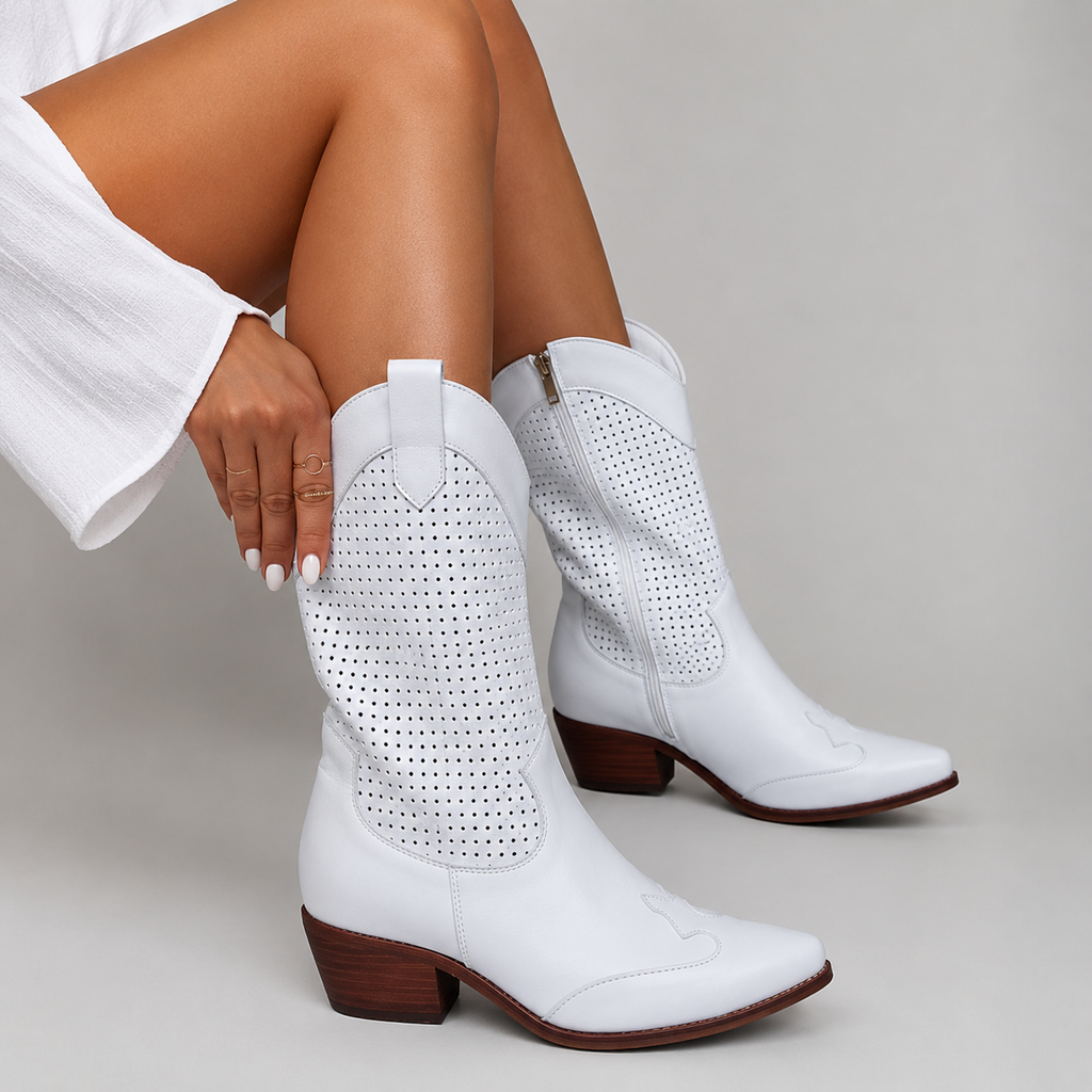 Orthopädische Damen-Stiefeletten im Western-Stil in Wildlederoptik mit Absatz