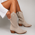 Orthopädische Damen-Stiefeletten im Western-Stil in Wildlederoptik mit Absatz