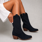 Orthopädische Damen-Stiefeletten im Western-Stil in Wildlederoptik mit Absatz