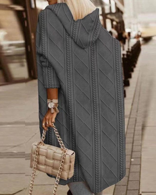 Women's Cardigan with Hood and Extended Cut - Gray