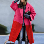Timeless Women's Wool Coat with Lapel Collar and Button Closure | Perfect for Winter - Pink Red