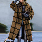 Timeless Women's Wool Coat with Lapel Collar and Button Closure | Perfect for Winter - Brown Black