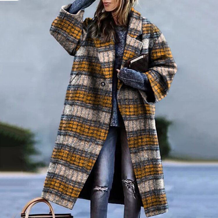 Timeless Women's Wool Coat with Lapel Collar and Button Closure | Perfect for Winter - Vintage
