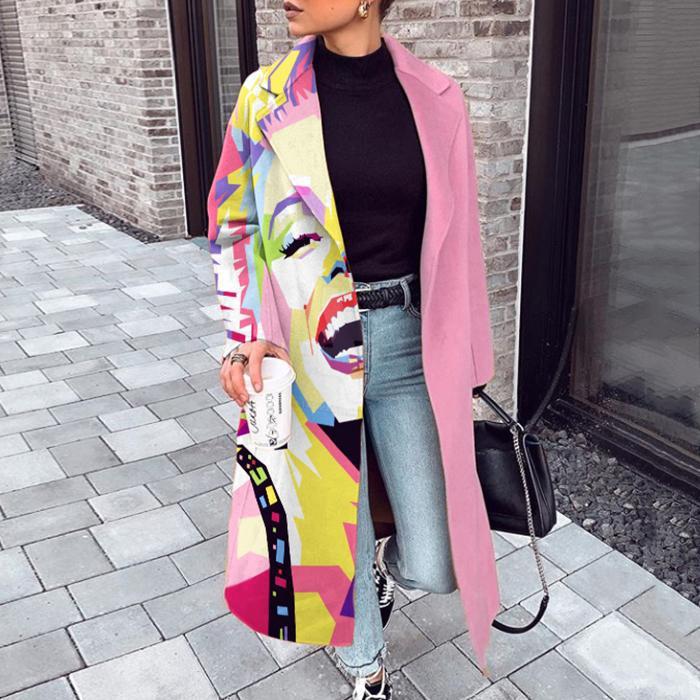Timeless Women's Wool Coat with Lapel Collar and Button Closure | Perfect for Winter - Marilyn Print