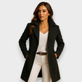 Women's Winter Coat, Tailored Fit with Structured Collar - Black