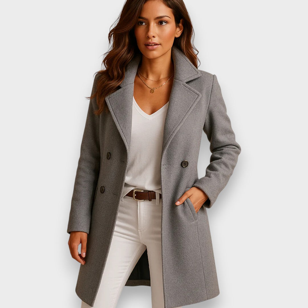 Women's Winter Coat, Tailored Fit with Structured Collar - Gray