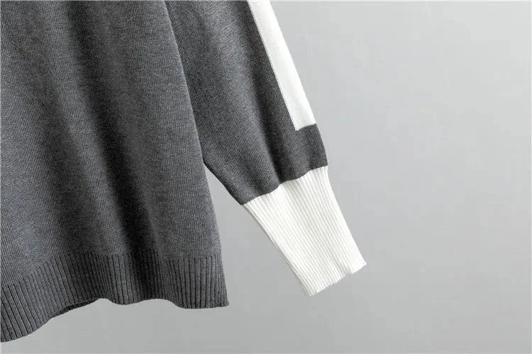 Damen-Loungewear in Color-Block-Optik mit Stehkragen und zulaufender Hose