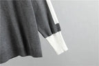 Damen-Loungewear in Color-Block-Optik mit Stehkragen und zulaufender Hose