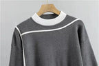 Damen-Loungewear in Color-Block-Optik mit Stehkragen und zulaufender Hose