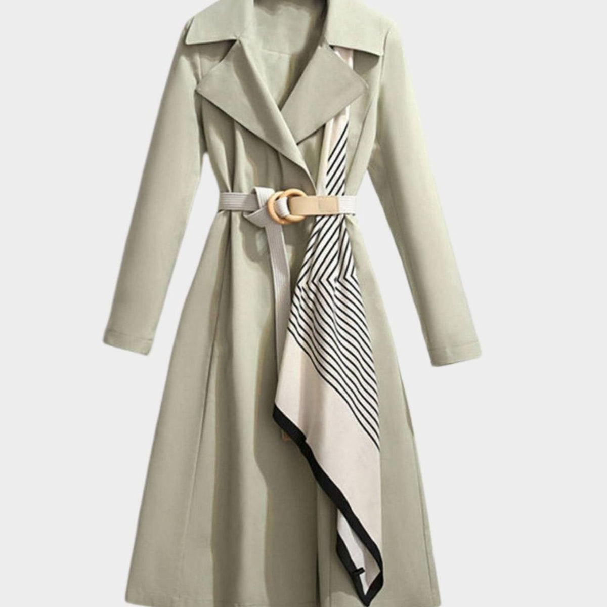 Damen-Trenchcoat in Midi-Länge mit Gürtel und Reverskragen