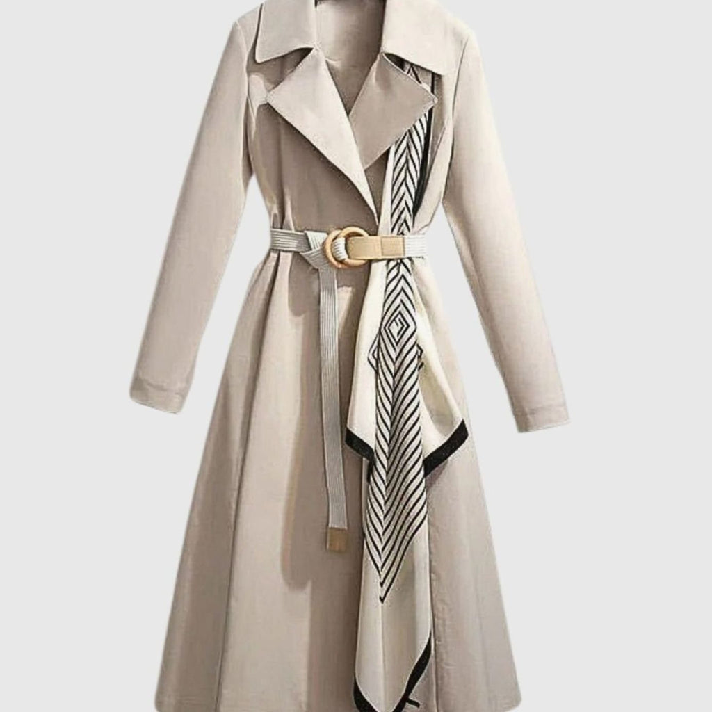 Damen-Trenchcoat in Midi-Länge mit Gürtel und Reverskragen