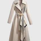 Damen-Trenchcoat in Midi-Länge mit Gürtel und Reverskragen