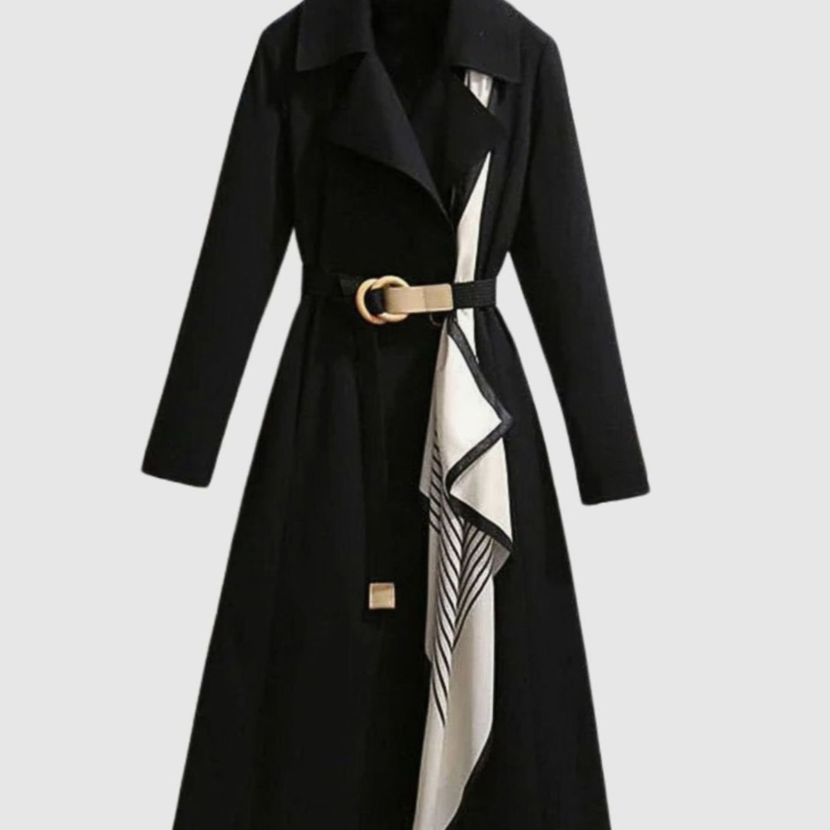 Damen-Trenchcoat in Midi-Länge mit Gürtel und Reverskragen