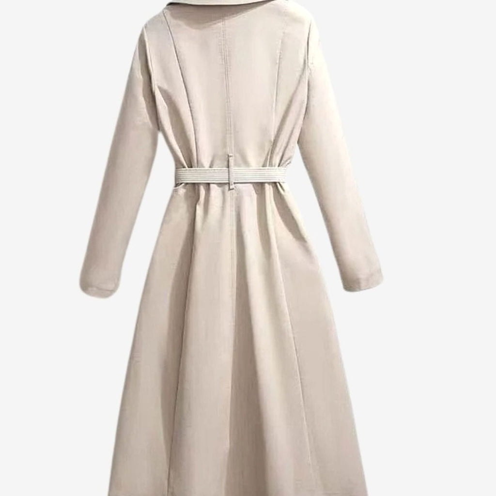 Damen-Trenchcoat in Midi-Länge mit Gürtel und Reverskragen