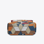 Women's Multicolour Patchwork Shoulder Bag – Geometric Panel Crossbody Hobo Bag