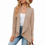 Women's Relaxed Fit Cardigan Open Front Long Textured Knit