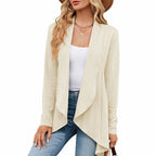 Women's Relaxed Fit Cardigan Open Front Long Textured Knit