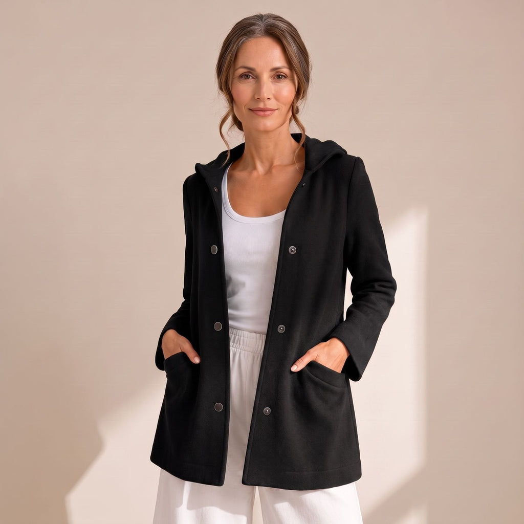 Women's Relaxed-Fit Hooded Button-Up Cardigan Coat