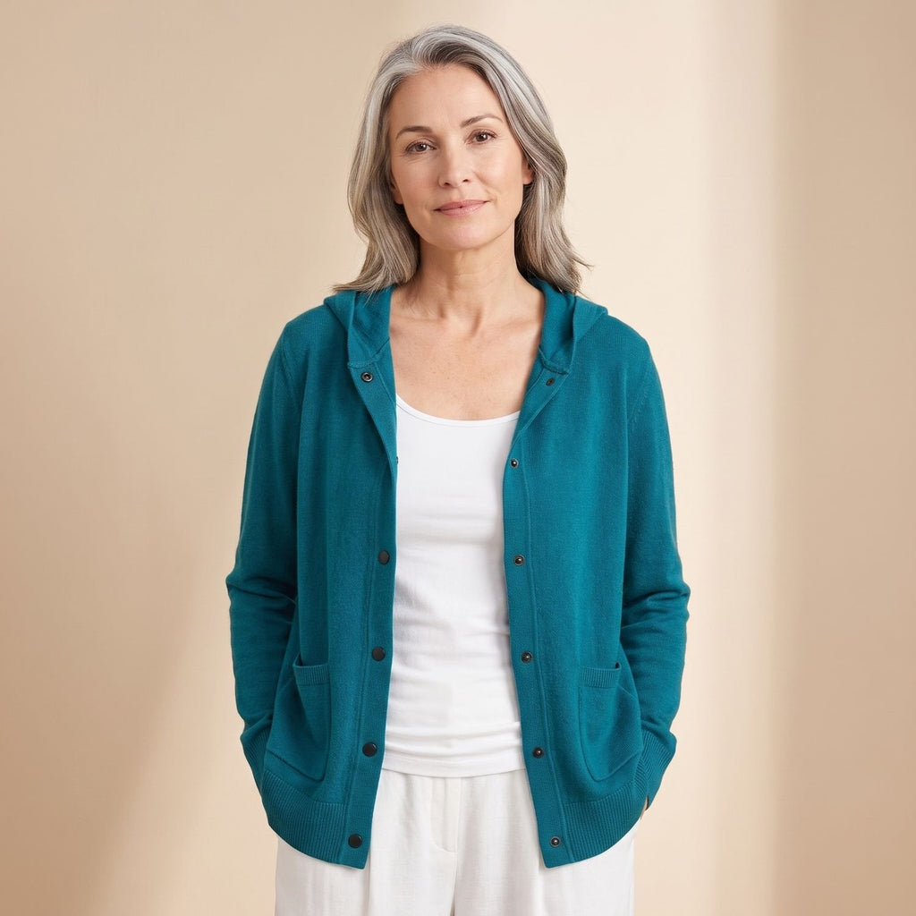 Women's Relaxed-Fit Hooded Button-Up Cardigan Coat