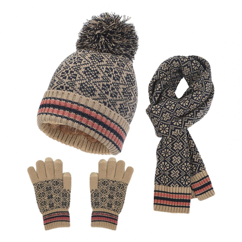 Conjunto de invierno de punto de 3 piezas para mujer